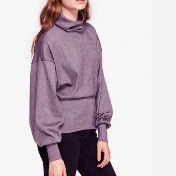 FREE PEOPLE Glam Turtleneck Top in Lavender Haze - Picture 3 of 10